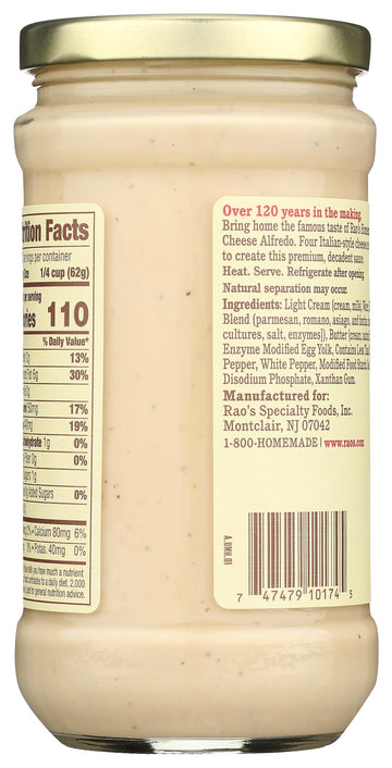 Raos Sauce Four Cheese Alfredo 15 Oz
