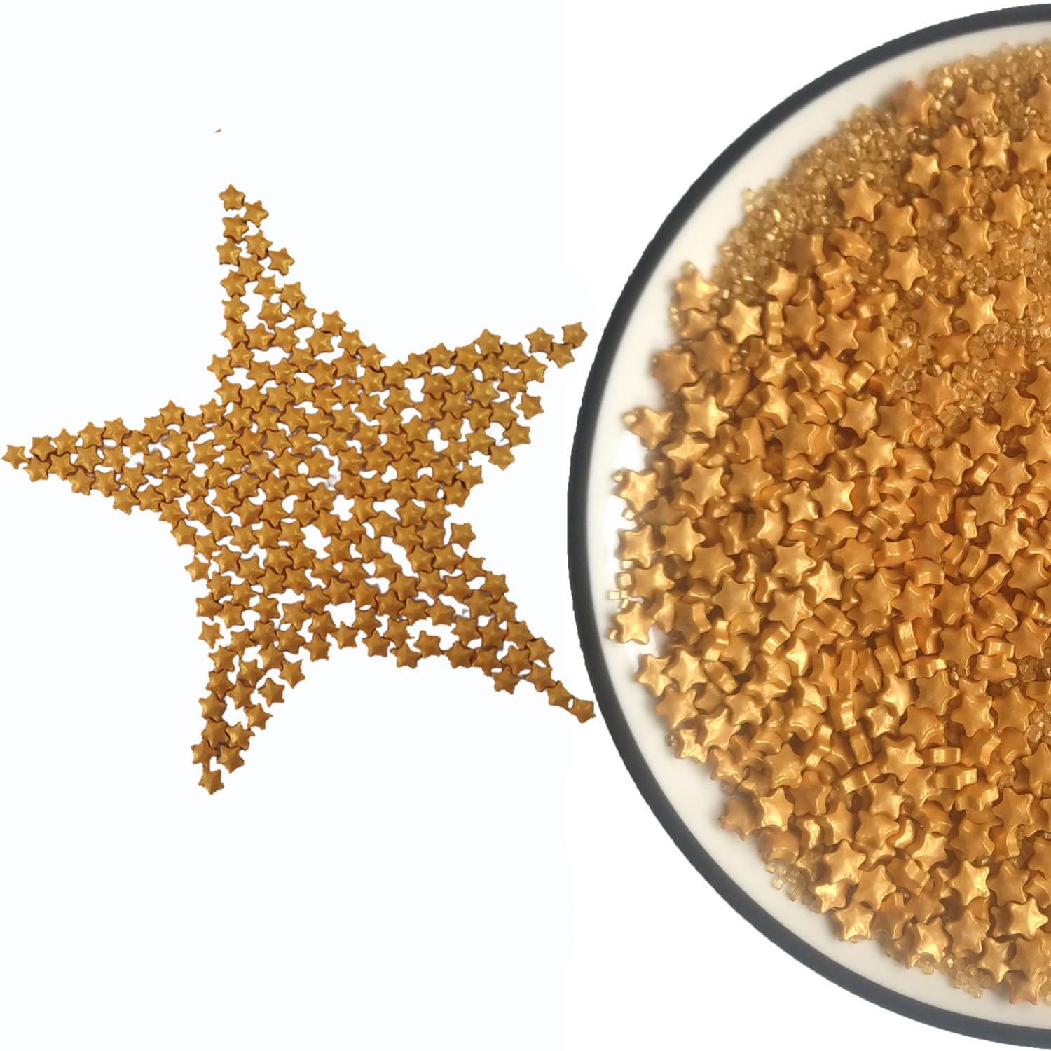 Edible Sugar Gold Star & Golden Sanding Candy Sprinkles Dessert Sprinkle Cake Cupcake Toppers Cookie Decorations Candy Sprinkles