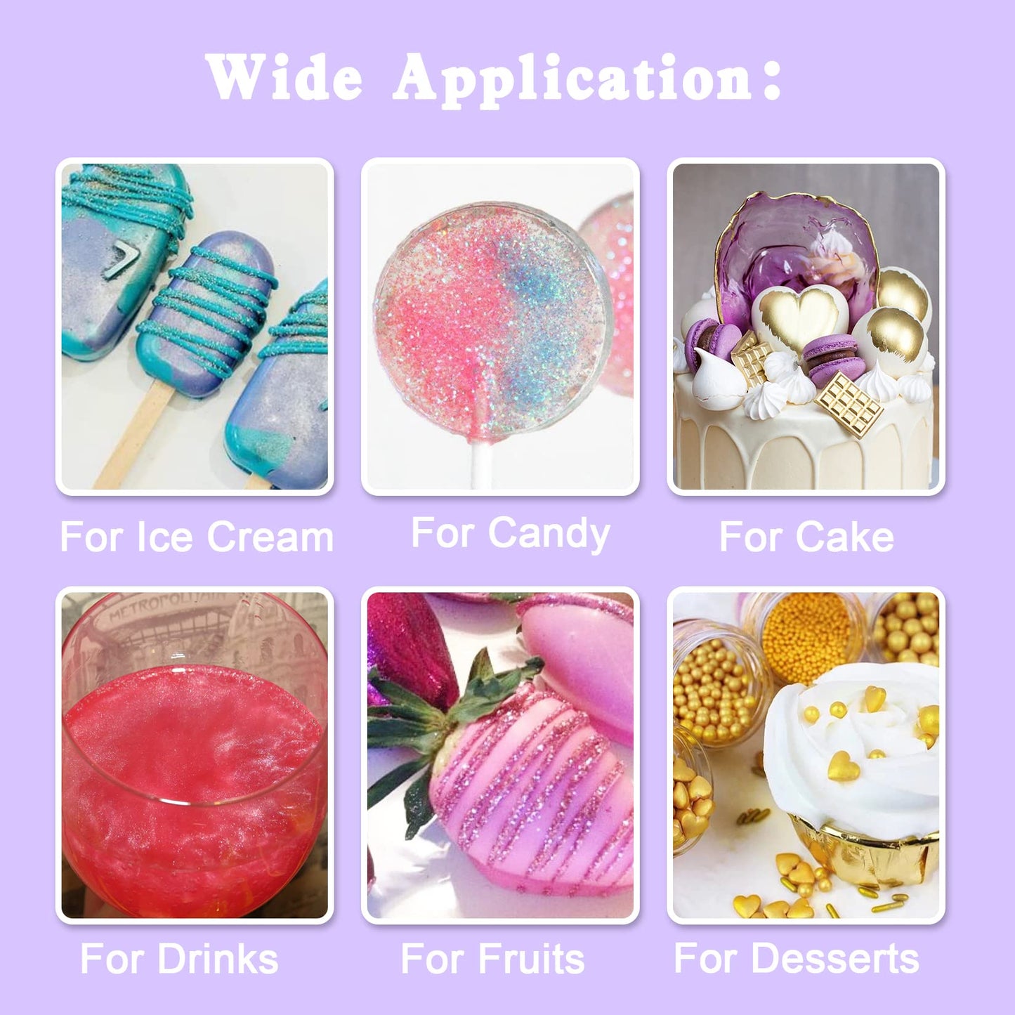 Edible Glitter Spray Set - 100% Edible Glitter for Cakes, Cupcakes, Cake Pops, Drinks, Chocolate, Strawberries, Cookies, Food Gr