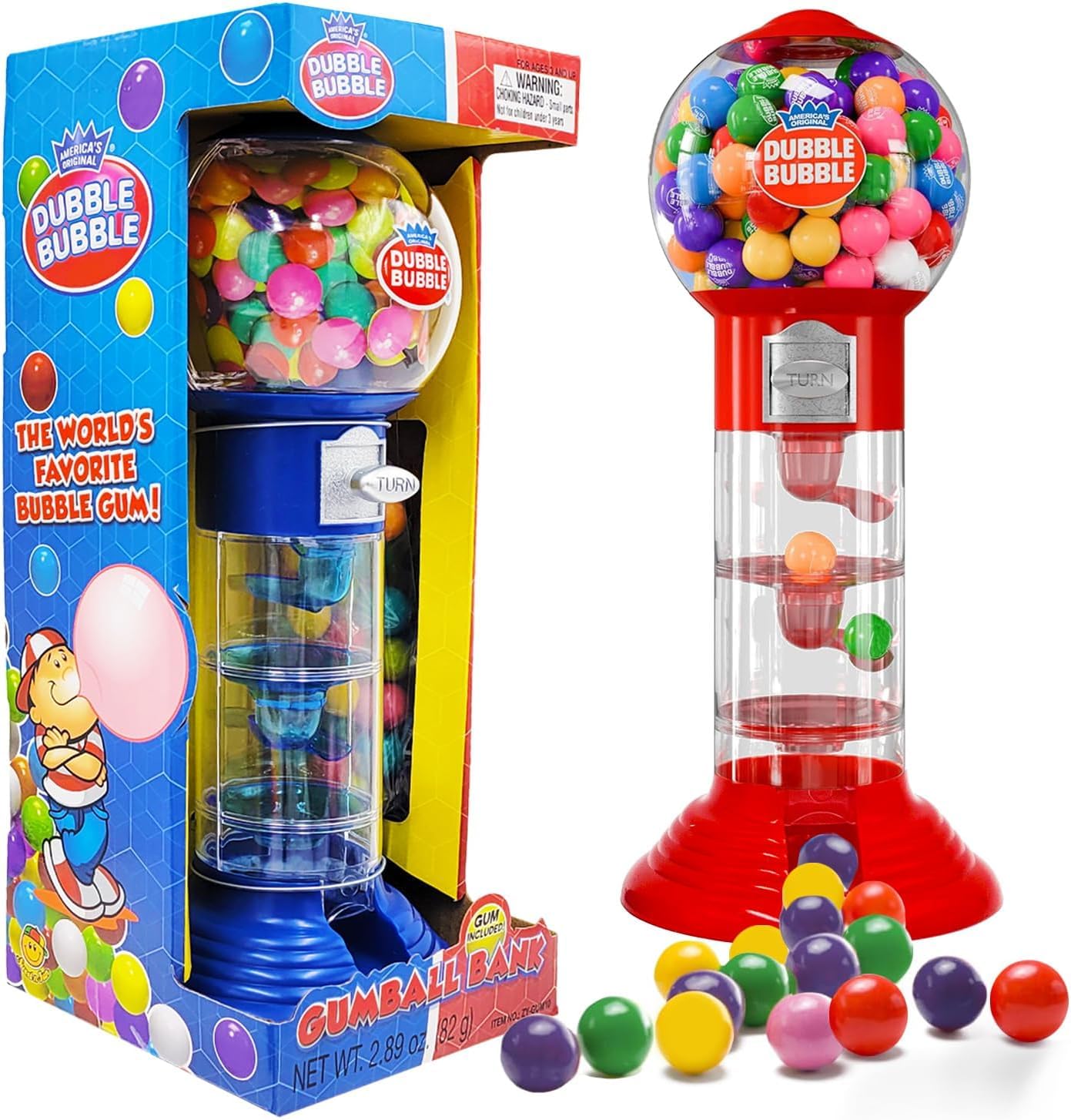 Fruidles Coin Operated Gumball Machine for Kids - 10.5 Tall, Includes 150 Gum Balls, Assorted Colors - Fun Candy Dispenser Toy