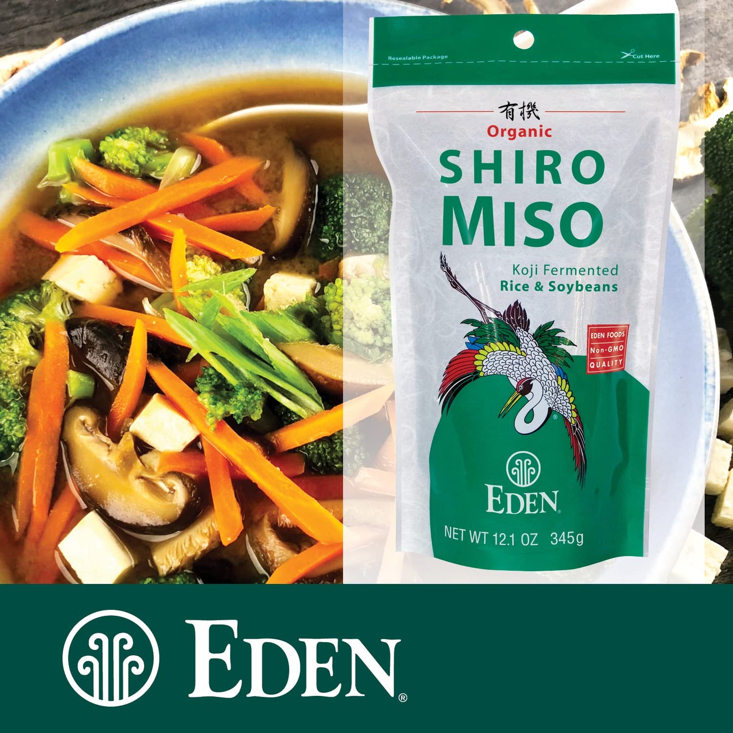 Eden Organic Shiro Miso, Sweet White Miso Paste, Less Sodium, Koji Fermented Rice And Non-Gmo Soybeans, Traditionally Made In Japan, 12.1 Oz