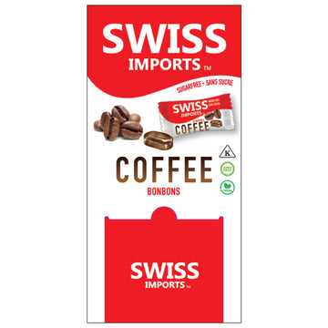 Swiss Imports Sugar Free Bonbons Hard Candy Drops, Coffee, 17.6 Oz/ 500G Bocca Box With 200 Individually Wrapped Pieces