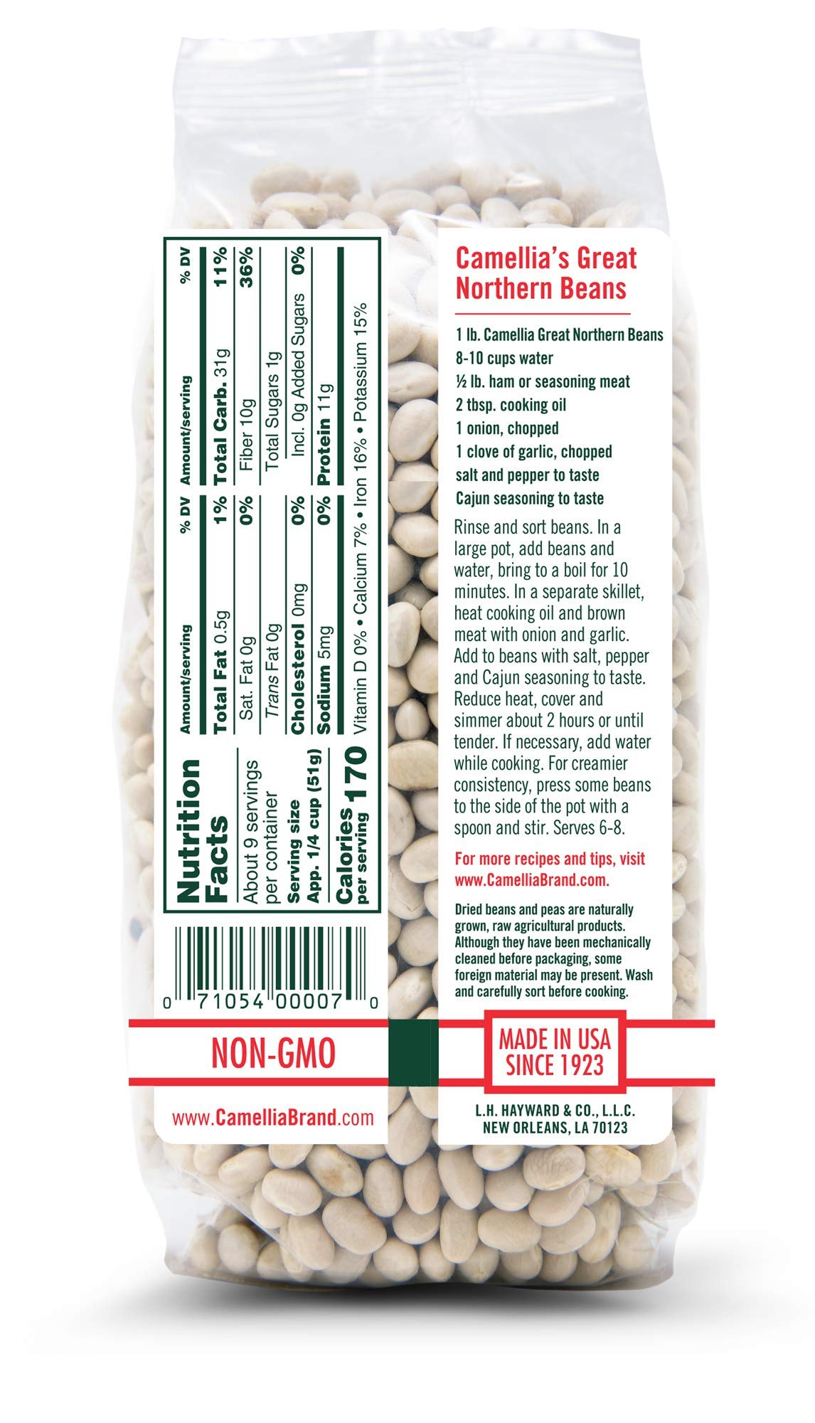 Camellia Brand Dried Great Northern Beans, 1 Pound (Pack of 6)