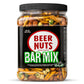 BEER NUTS Bar Mix - Roasted Peanuts, Wasabi Peas, Sesame Sticks, 26oz Resealable Jar