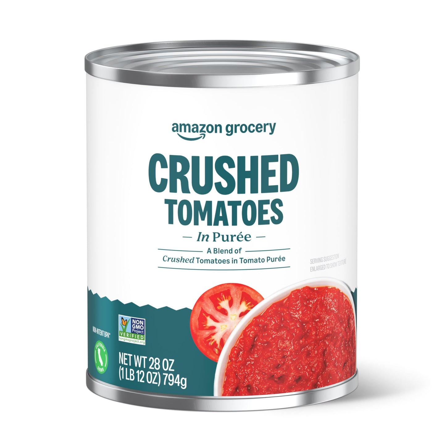 Amazon Grocery Crushed Tomatoes in Purée, 28 Oz, Pack of 1