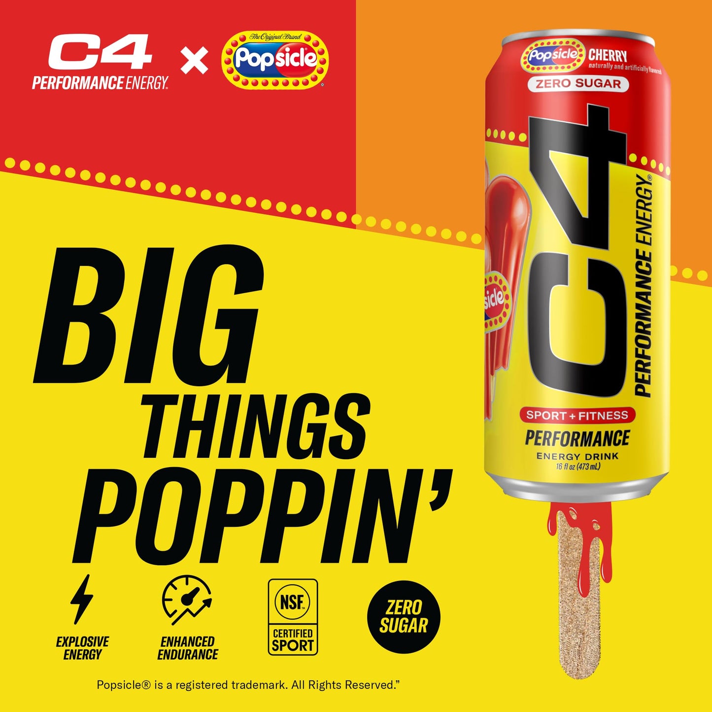 Cellucor C4 Energy Drink Popsicle Variety Pack, Sugar Free, 16 Fl Oz, Pack of 12 - G , Hawaiian Pineapple, Cherry