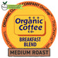 THE ORGANIC COFFEE CO. Coffee Pods - Breakfast Blend, Medium Roast, K Cup Compatible, 12 Count, USDA Organic
