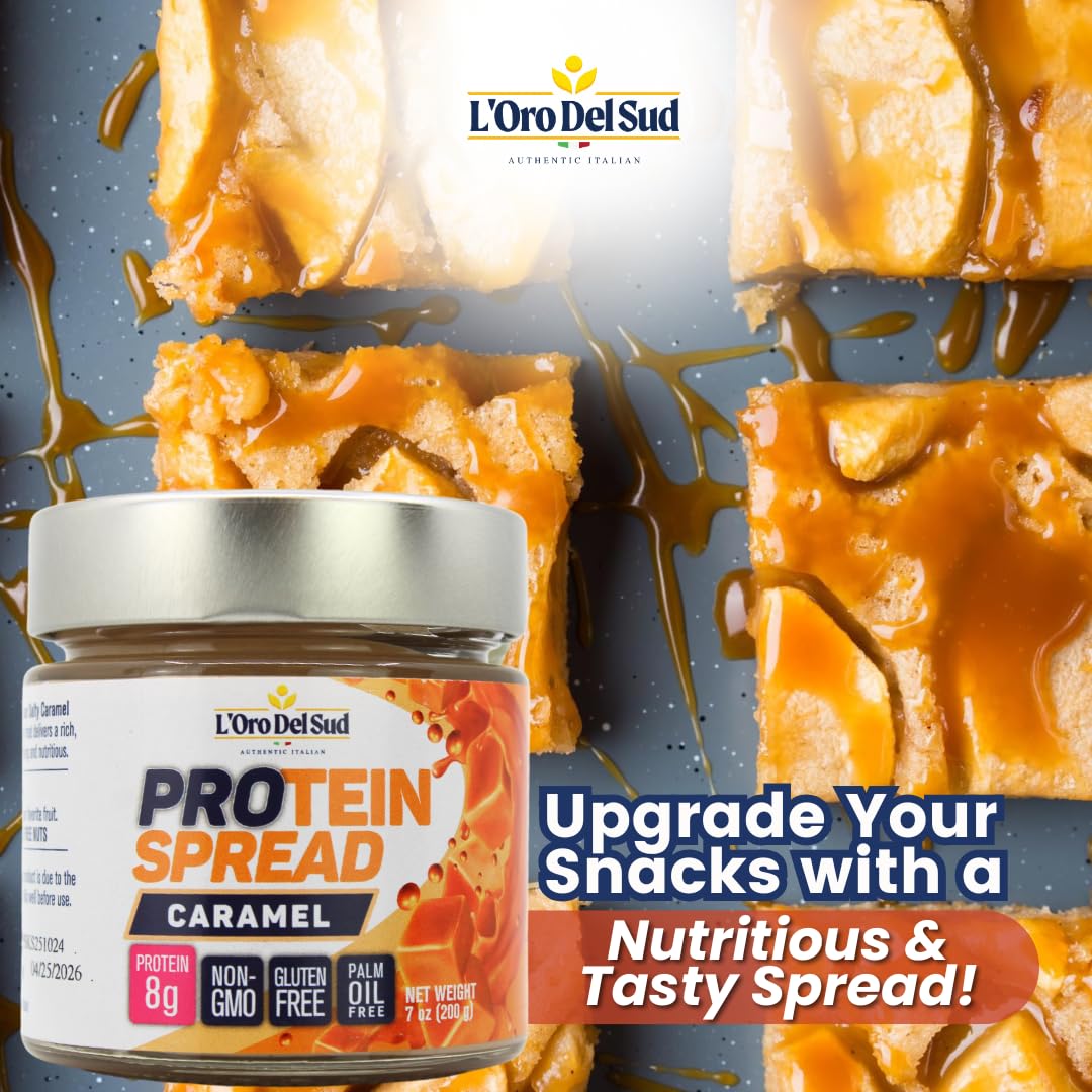 Salted Caramel Spread With Protein, High Protein, 8G Protein Per Serving, Protein Spread, Non Gmo, Product Of Italy, Non Palm Oi