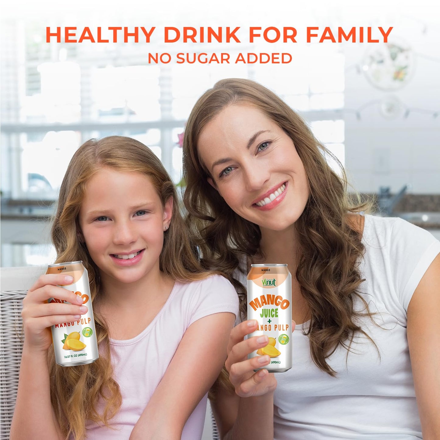 Vinut 100% Mango Juice With Pulp (16.57 Fl Oz, Pack Of 12), No Sugar Added, All Nature Mango Juice, Not From Concentrate, Mango