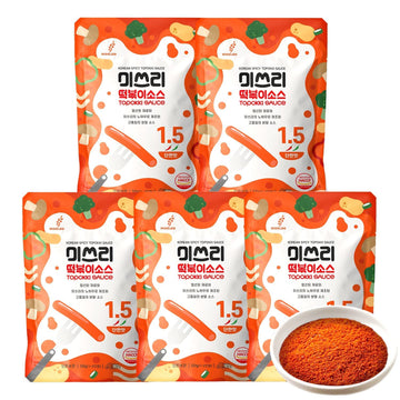 MISSLEE Tteokbokki Sauce Mix (5 Pack, 2 Servings Each), Level 1.5 Mild&Sweet, Korean Sauce for Rice Cakes, Stir-Fries & More Swe