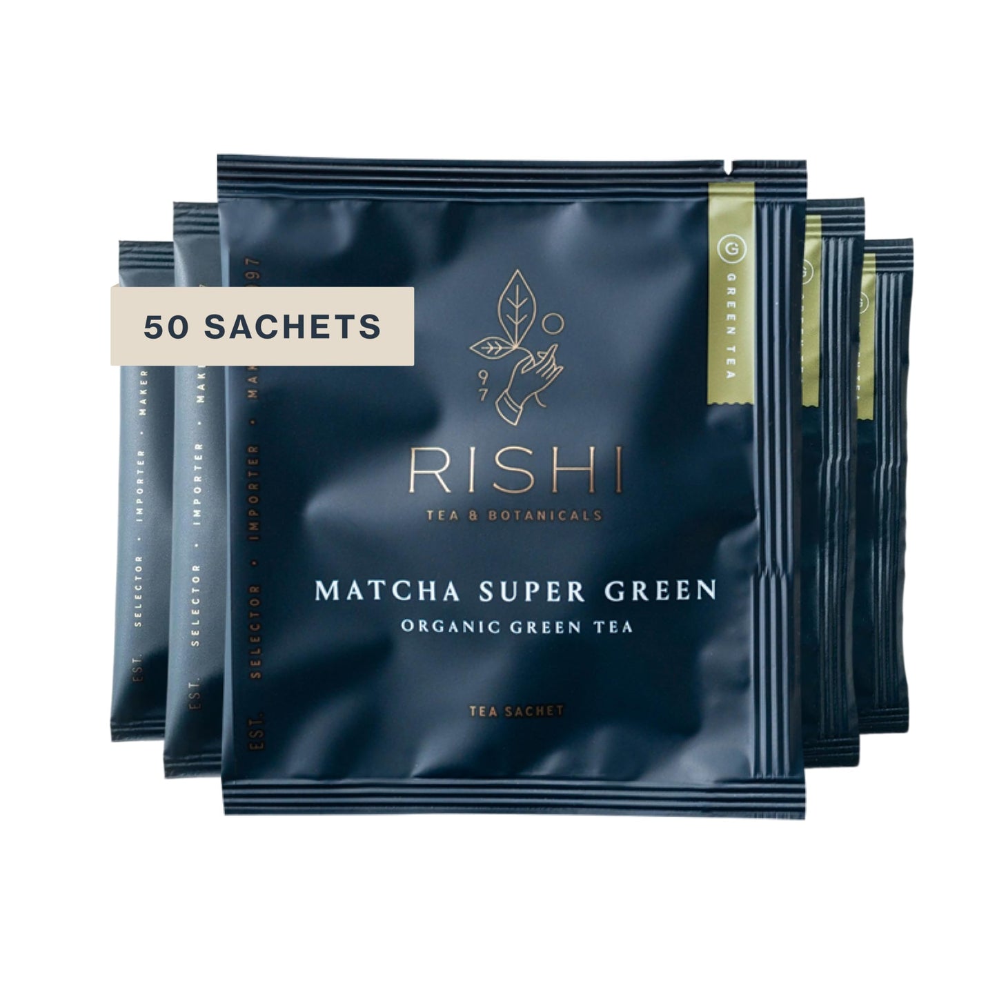 Rishi Tea Matcha Super Green Japanese Tea - Organic, Caffeinated Sachet Bags, Umami, Antioxidant Rich Sencha & Matcha Blend - 50