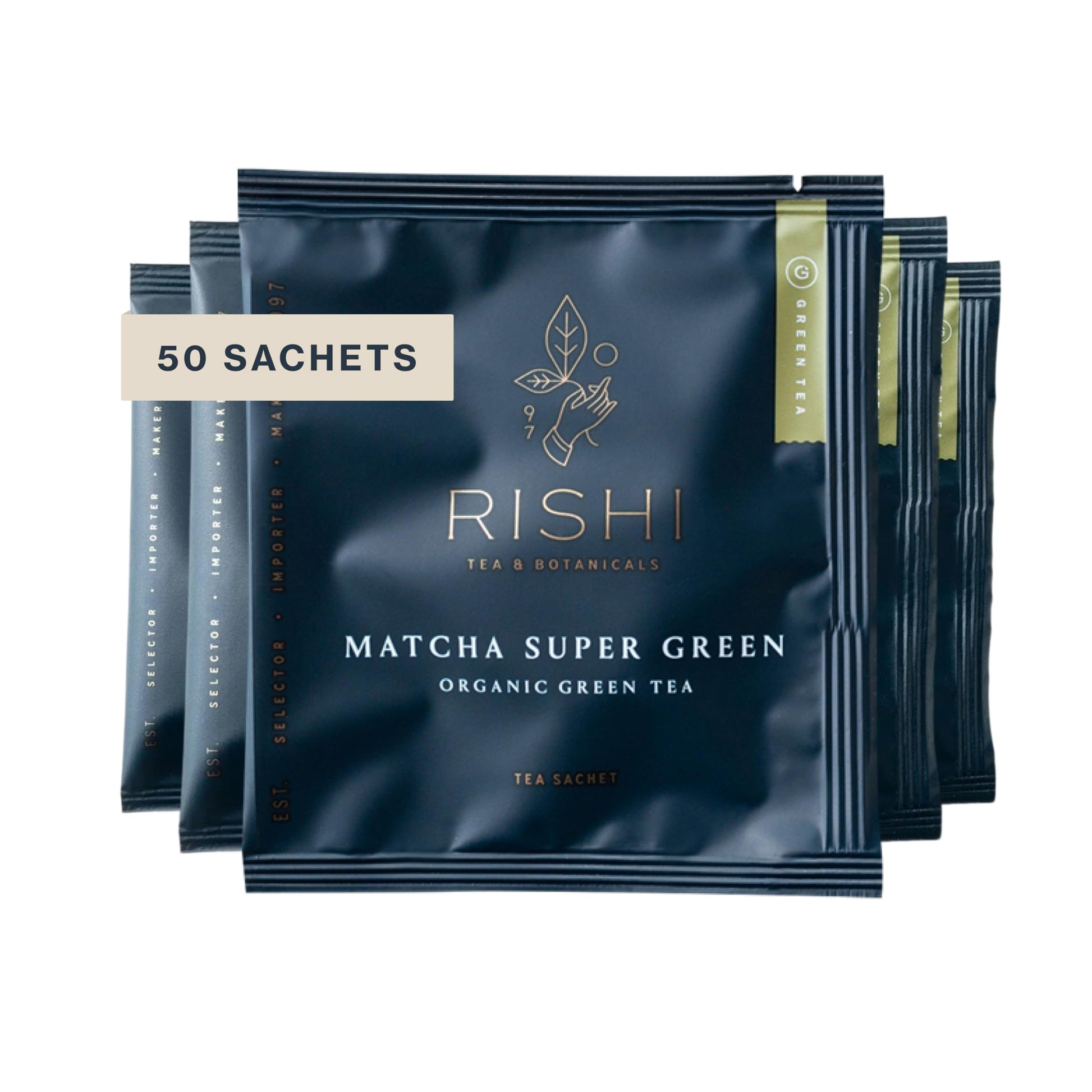 Rishi Tea Matcha Super Green Japanese Tea - Organic, Caffeinated Sachet Bags, Umami, Antioxidant Rich Sencha & Matcha Blend - 50