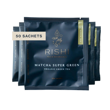 Rishi Tea Matcha Super Green Japanese Tea - Organic, Caffeinated Sachet Bags, Umami, Antioxidant Rich Sencha & Matcha Blend - 50