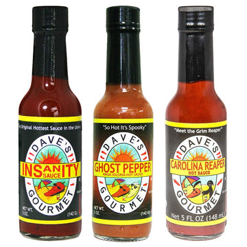 Super Spicy Hot Sauce 5Oz 3-Pk (Insanity, Ghost + Carolina Reaper)