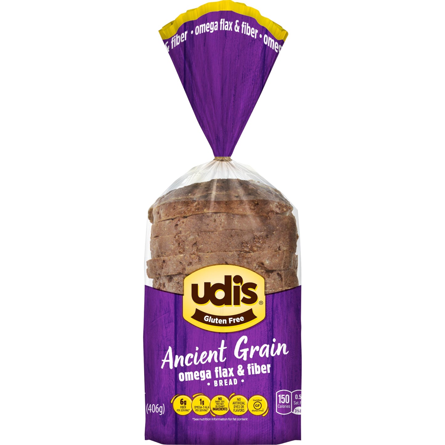 Udis Gluten Free Delicious Soft Sandwich Bread, Ancient Grain Omega, Sliced 14.2 oz Loaf