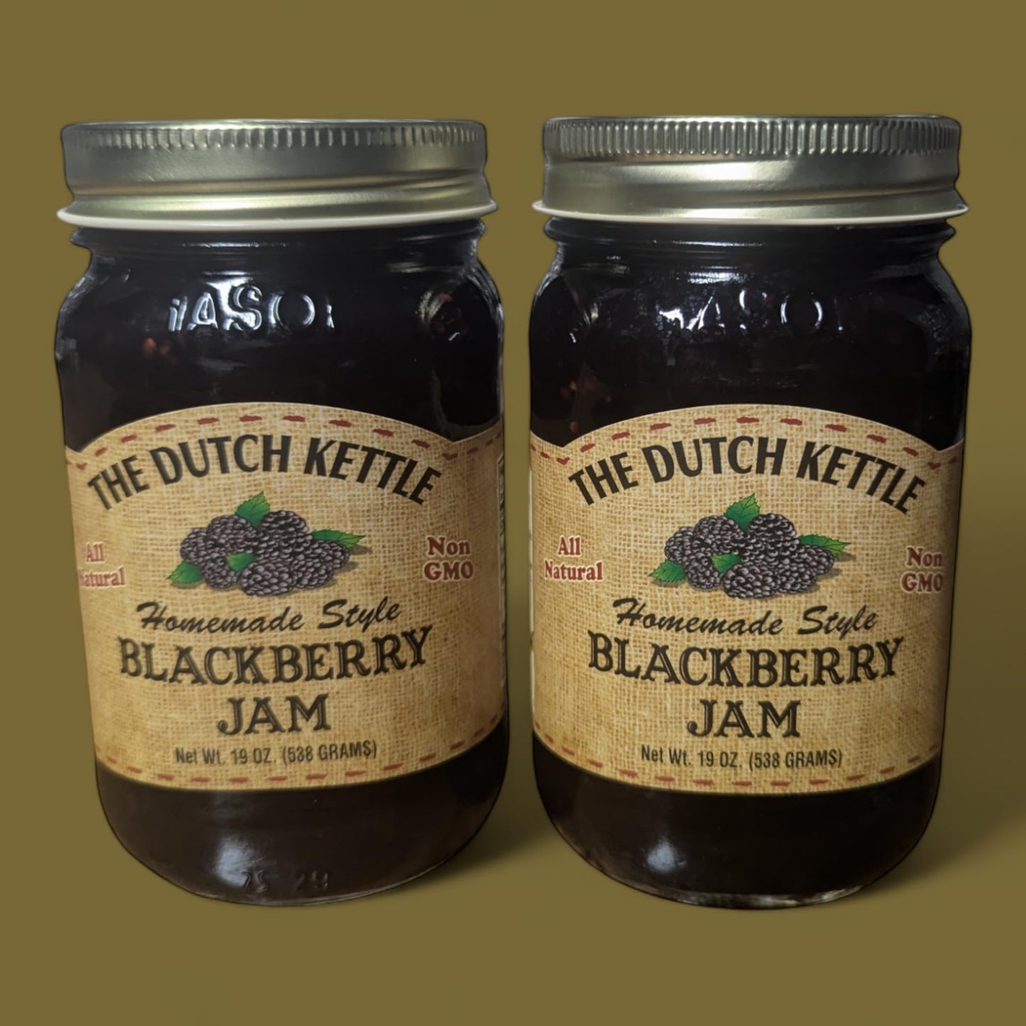 The Dutch Kettle Amish Homemade Blackberry Jam - 2 Pack (18 Oz Jars) - Made With Premium Ingredients, Non-Gmo, No Preservatives
