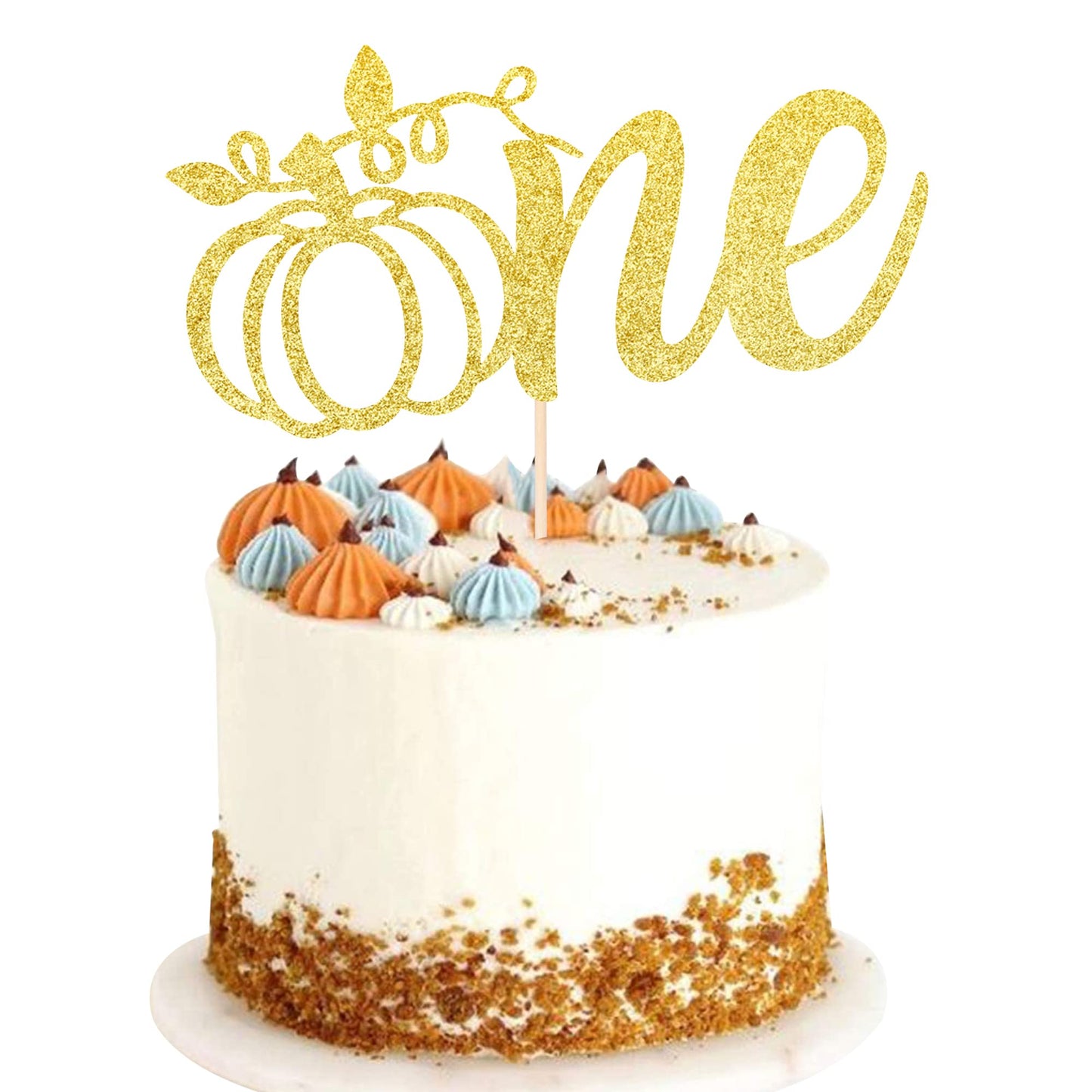 1 Pcs Pumpkin One Cake Topper Glitter Fall Theme Pumpkin 1St Birthday Cake Pick Decorations For Baby Shower First Birthday Thank
