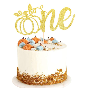 1 Pcs Pumpkin One Cake Topper Glitter Fall Theme Pumpkin 1St Birthday Cake Pick Decorations For Baby Shower First Birthday Thank