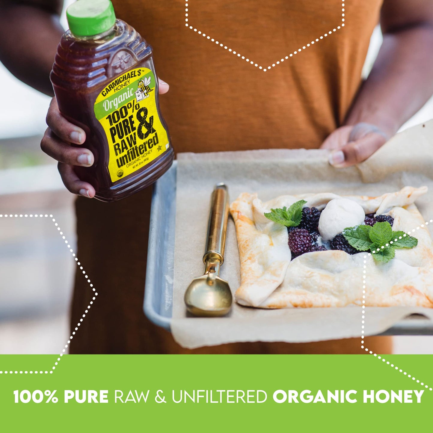 Carmichaels Organic Honey - Raw, Unfiltered, Non-GMO Sweetener - 32 Fl Oz
