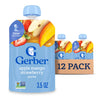 Gerber Stage 2 Baby Food, Apple Mango Strawberry Puree Pouch, 2 Servings of Fruit, No Added Sweetener, No Artificial Colors or Flavors, 12-Pack