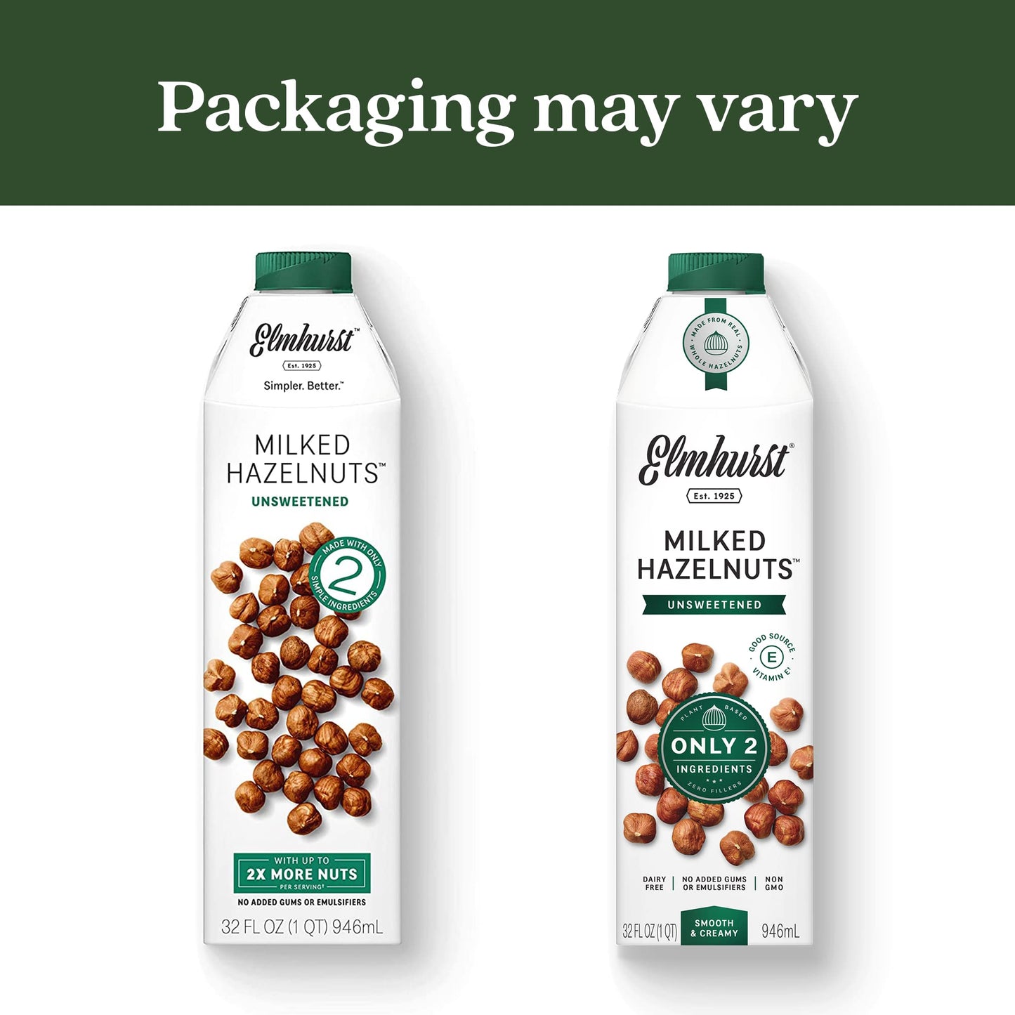 Elmhurst 1925 Milked Hazelnuts Unsweetened Hazelnut Milk, 32 Ounce (Pack Of 6)