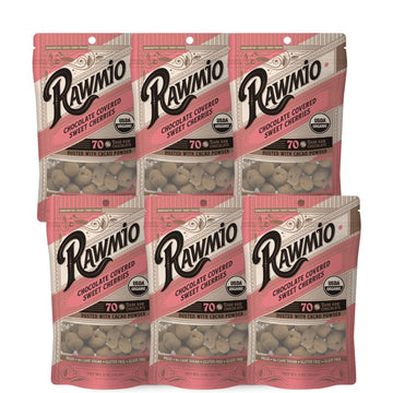 Rawmio Chocolate Covered Sweet Cherries - Organic, Raw, Vegan, 70% Dark Chocolate, 6 Packs, 2 oz.