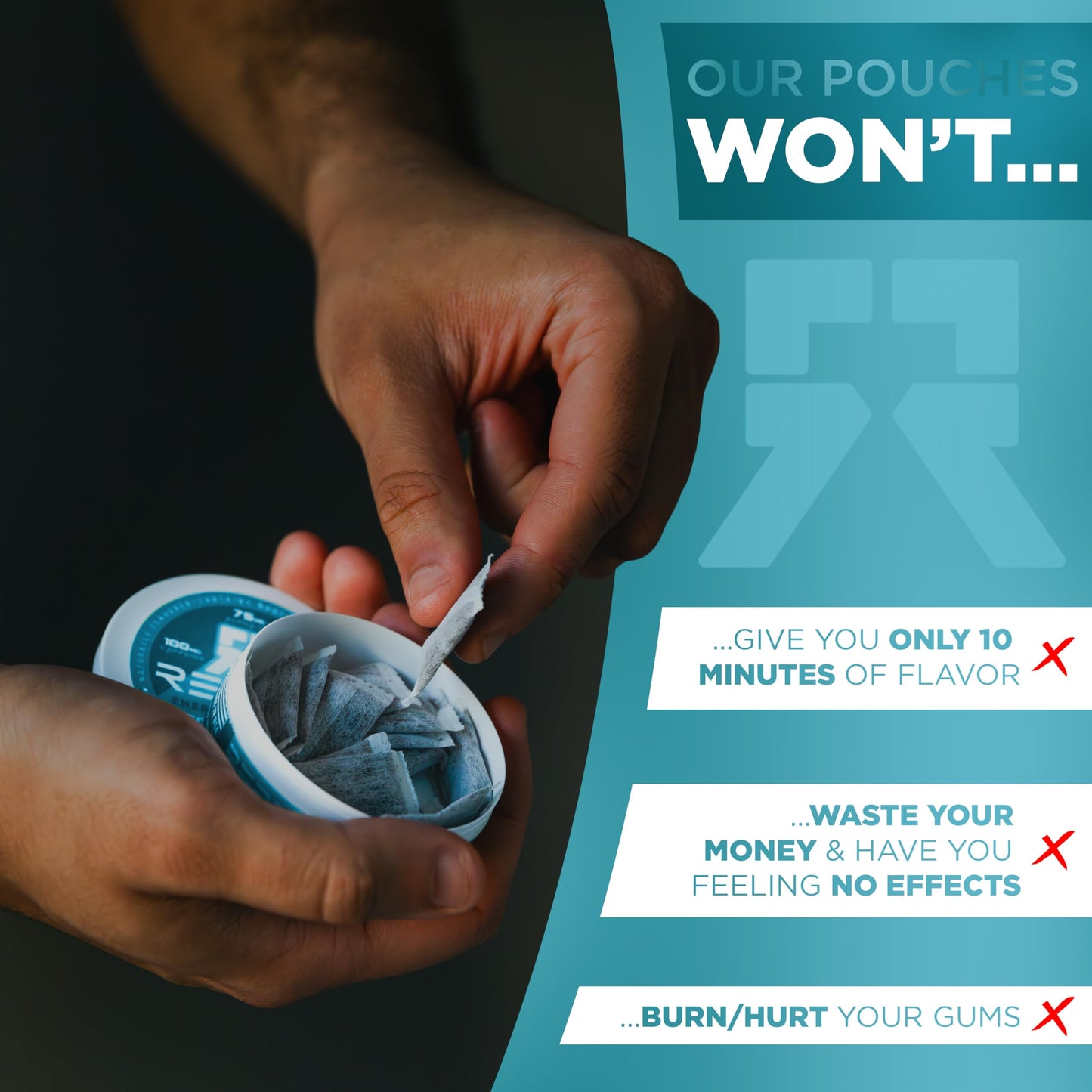 Rebel dietary products Nootropic Energy Caffeine Pouches, 100mg Caffeine, Sugar-Free, Pack of 1, Wintergreen Flavor