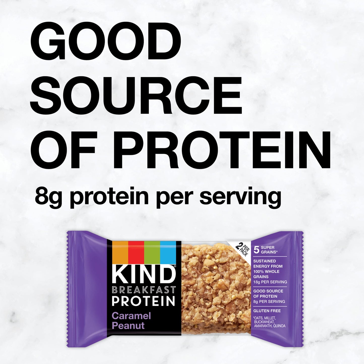 KIND Breakfast Protein Bars - Caramel Peanut, Gluten Free, Healthy Snacks, 6 Count