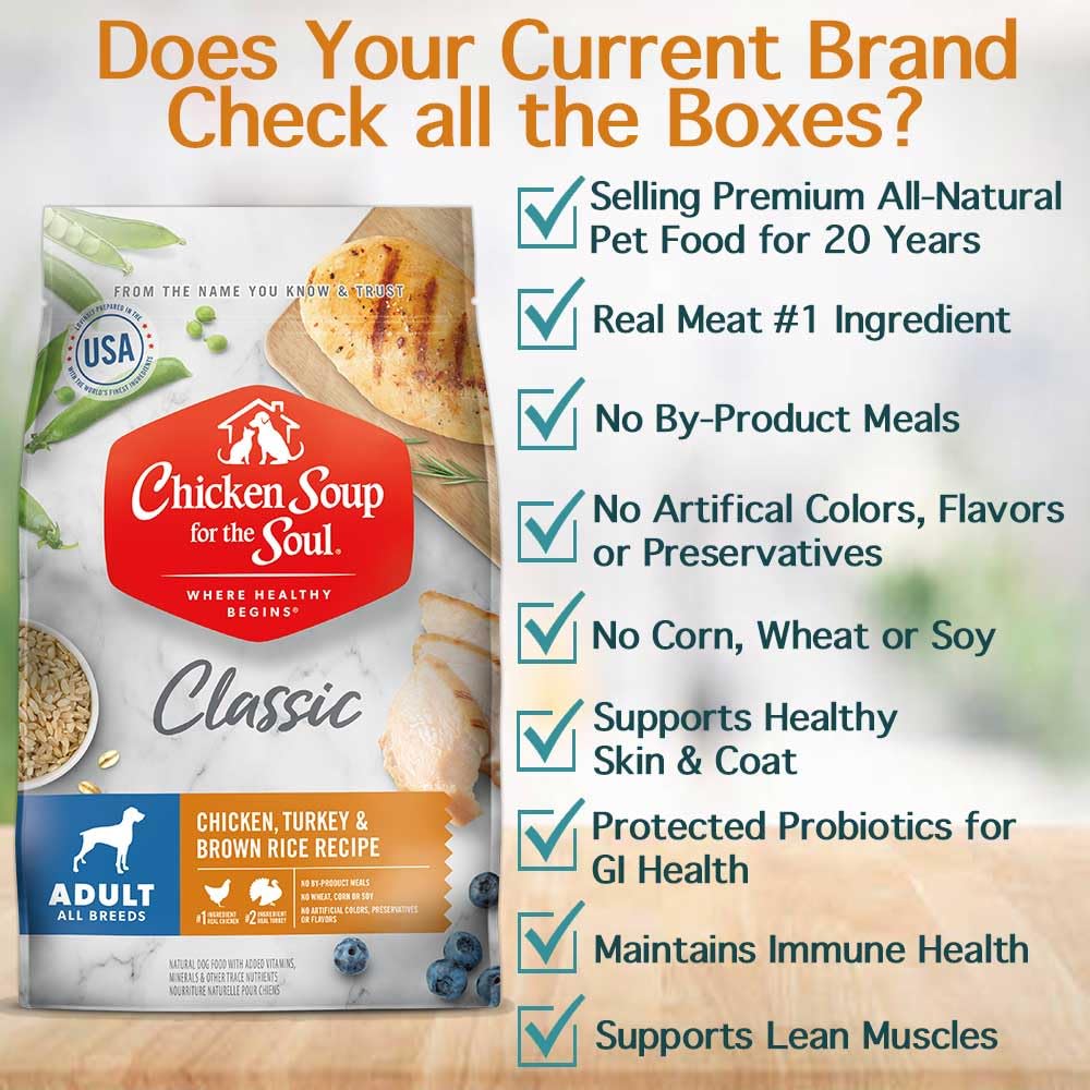 Chicken Soup for the Soul Dry Dog Food, Chicken Turkey & Brown Rice Recipe, 40 lb Bag, Soy Free, Corn Free, Wheat Free