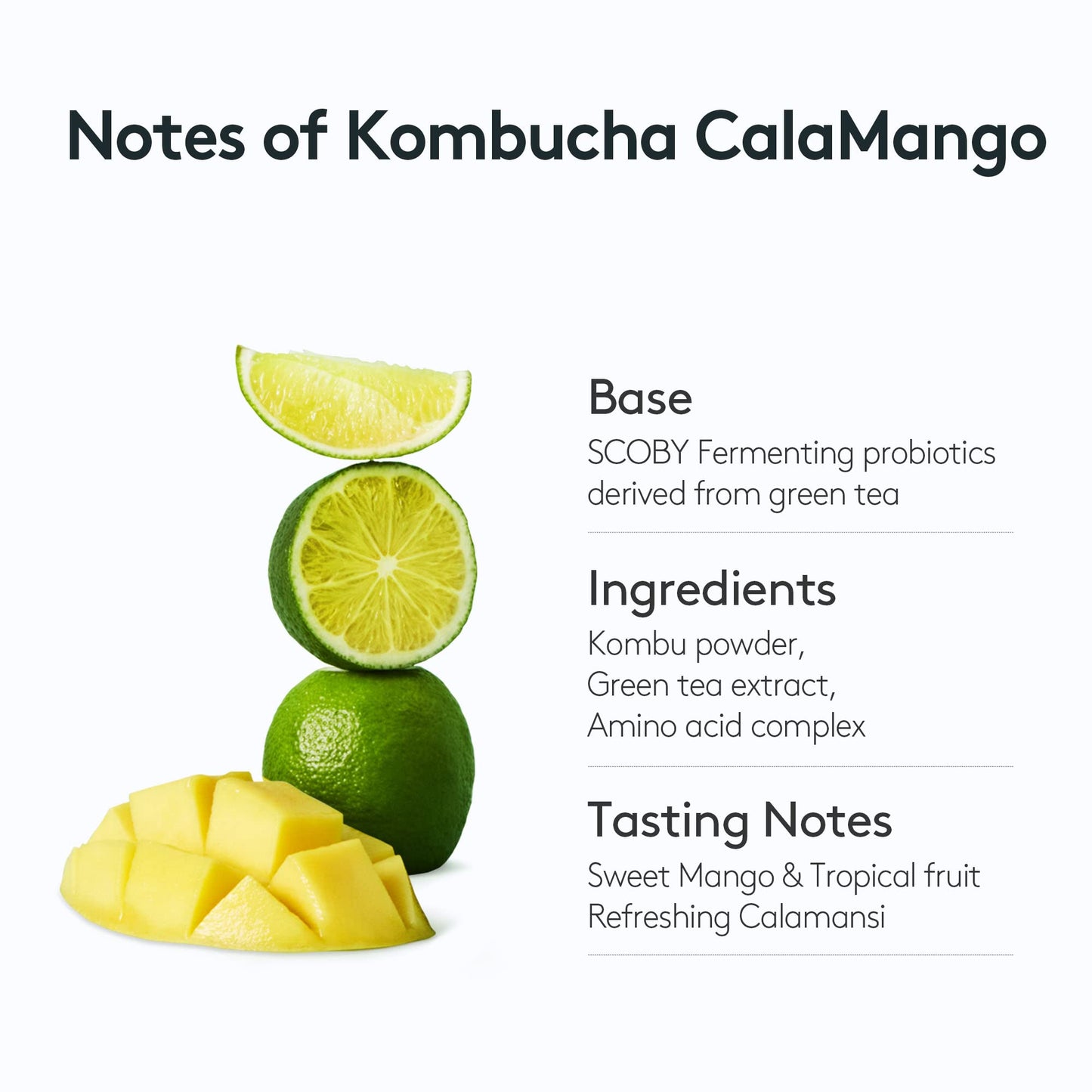 Osulloc Kombucha Tea Calamango (Calamansi & Mango Blending), Sparkling Powdered Mix Beverage, No Added Sugar, 10 Sticks, 1.76Oz