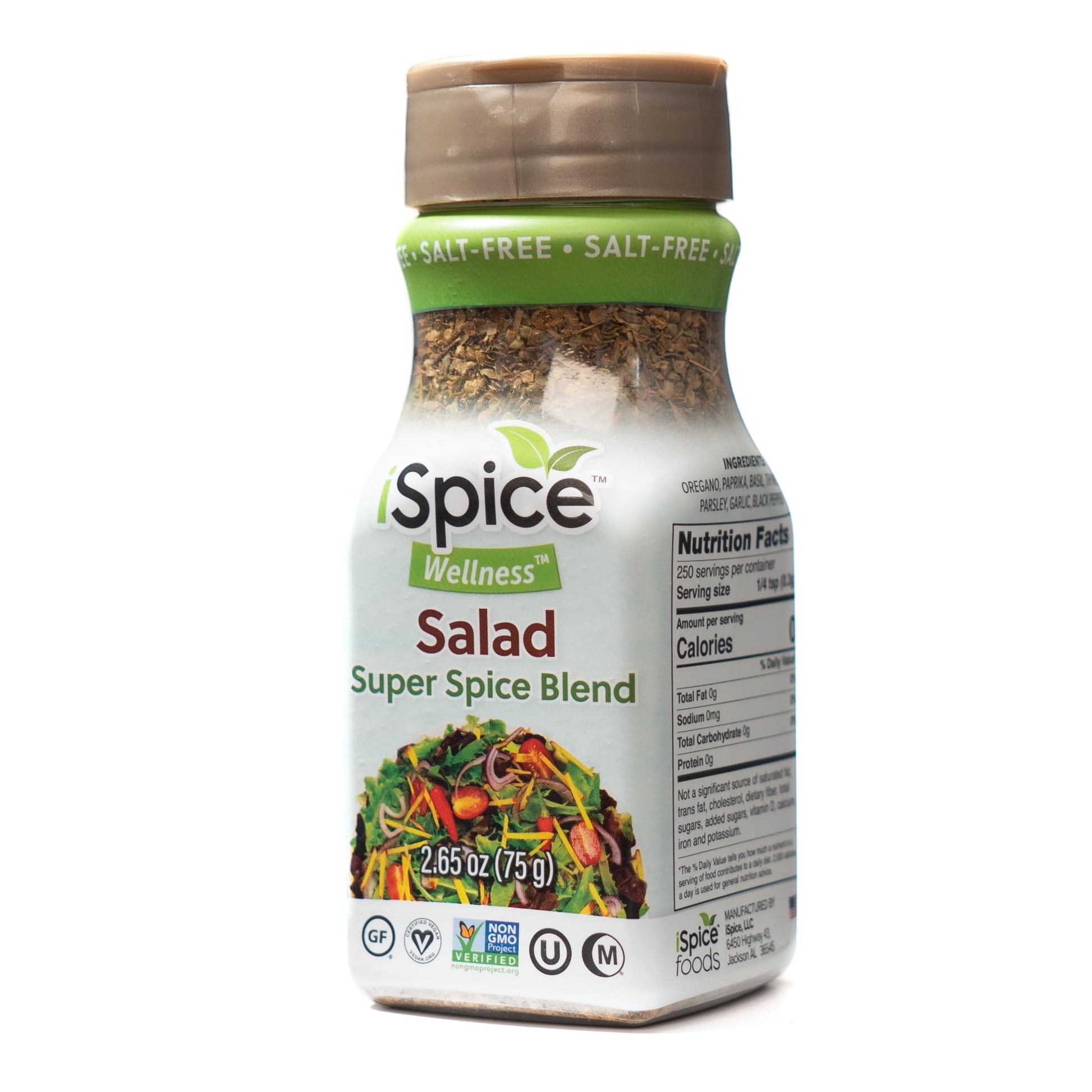 iSpice Wellness Salad Seasoning, Salt-Free & Sugar-Free, 2.65 Ounce, All Natural, Ready to Use