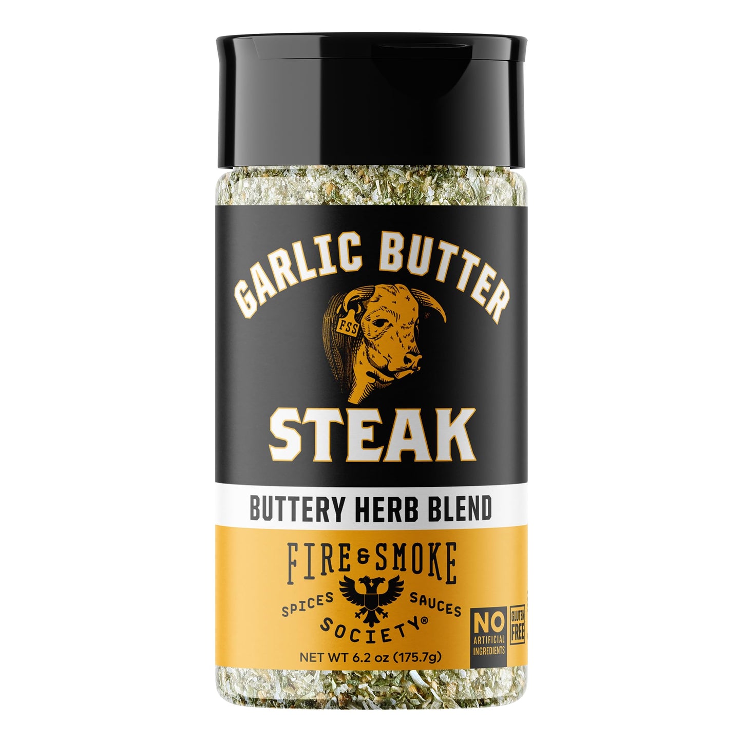 Fire & Smoke Society Garlic Butter Steak Seasoning BBQ Rub, 6.2 oz, Perfect for Steaks, Brisket, and Burgers