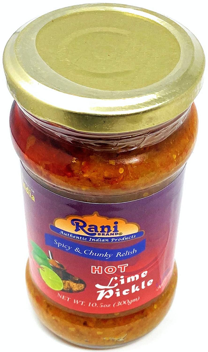 Rani Lime Pickle Hot (Achar, Spicy Indian Relish) 10.5Oz (300G) Glass Jar ~ Vegan | Gluten Free | Non-Gmo | No Colors | Popular