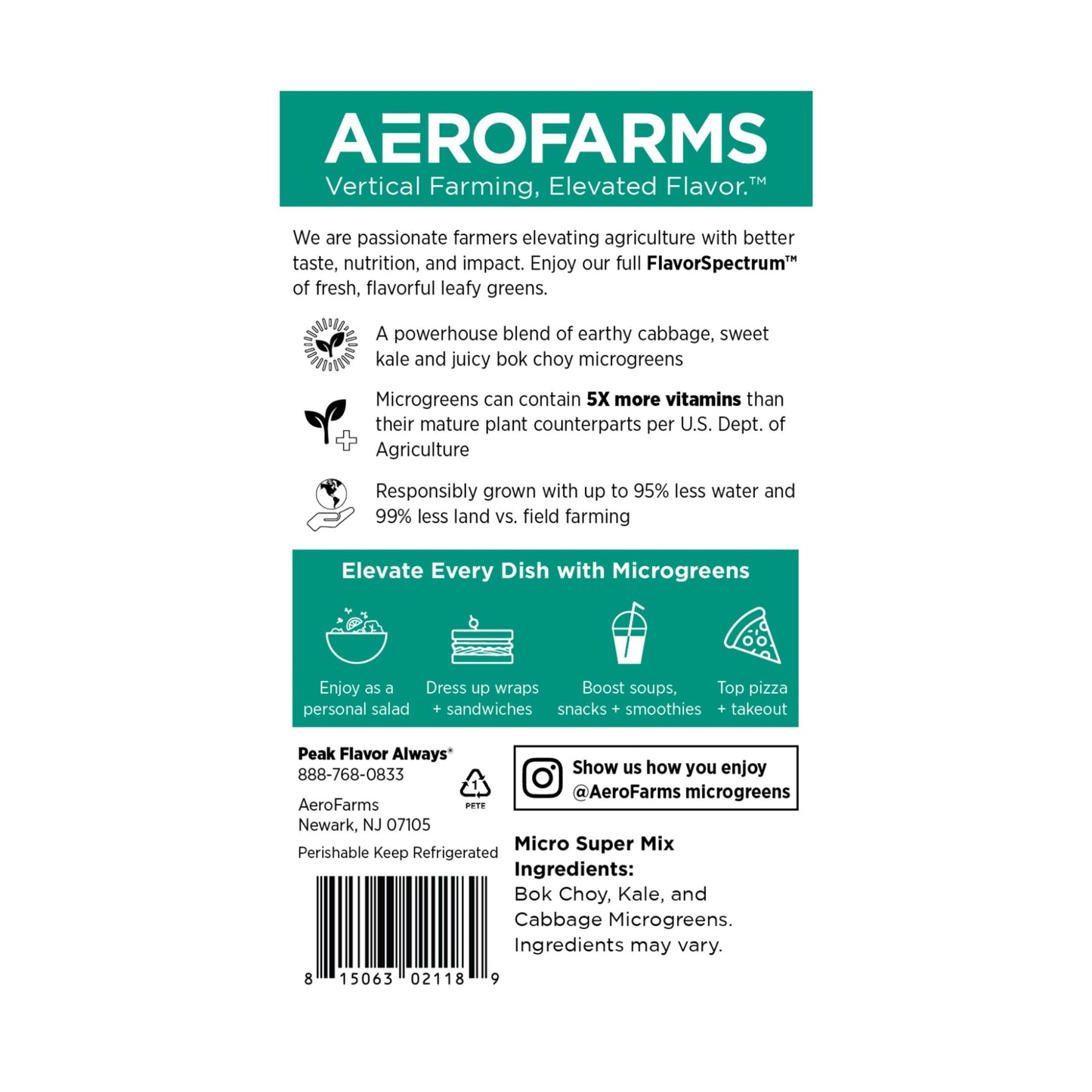AeroFarms, Microgreens Super Mix Hearty Kale Cabbage Conventional, 2 Ounce