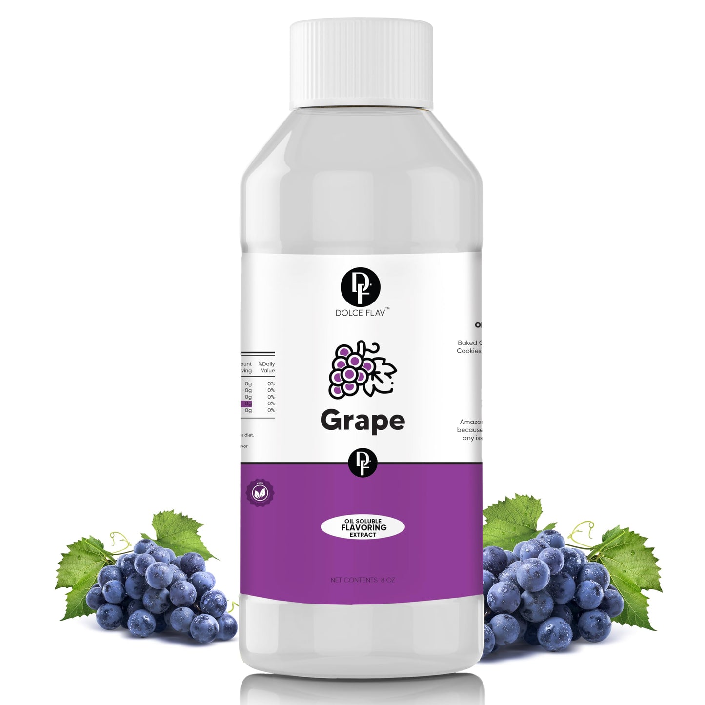 Dolce Flav Grape Extract 8 Oz - Kosher  Sugar-Free  Concentrated Fruit Flavor For Candy  Chocolates & Desserts  Includes Measured Dropper
