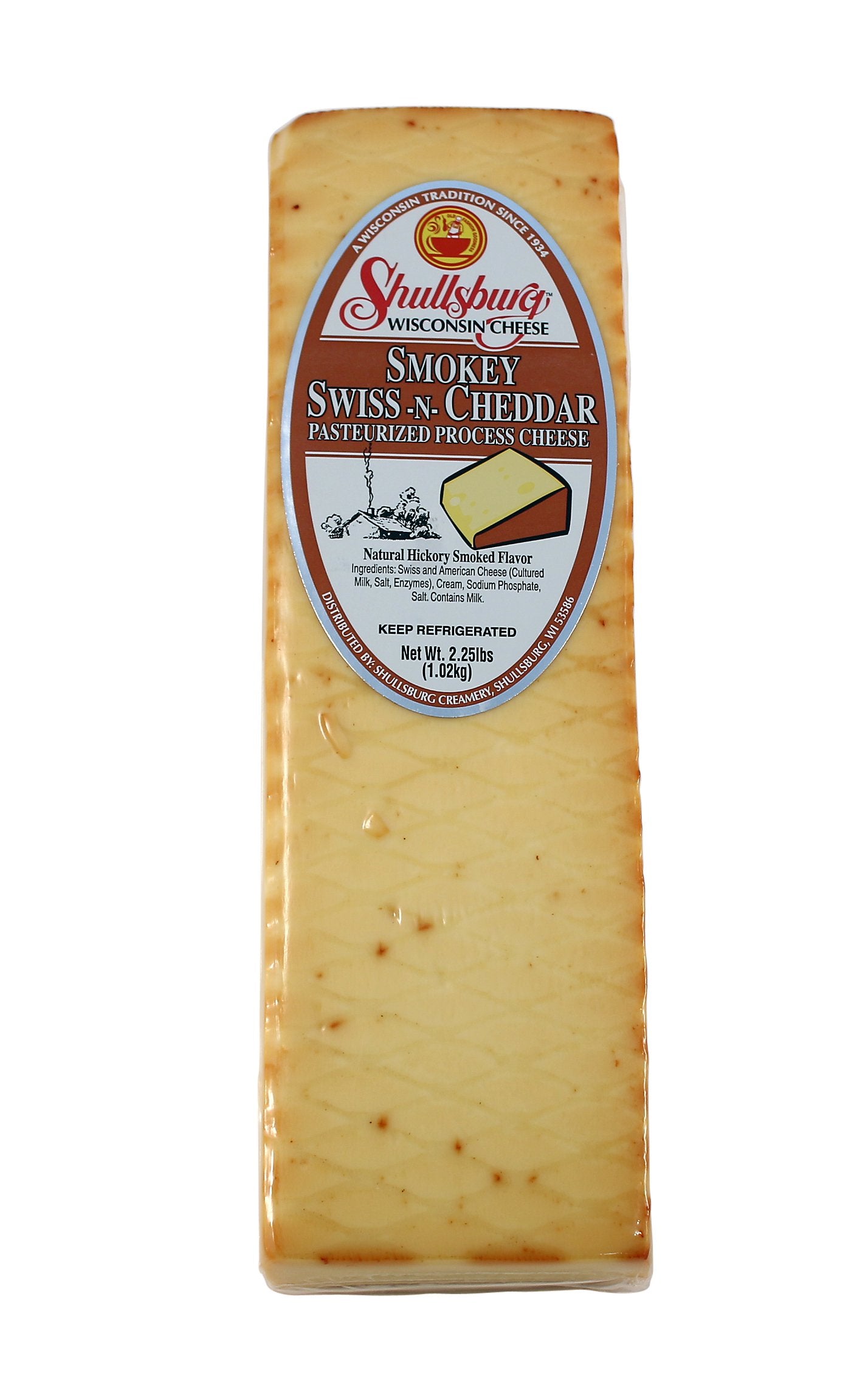 Shullsburg Creamery Smoky Swiss and Cheddar Cheese, 36 oz Loaf, 2.25 lb