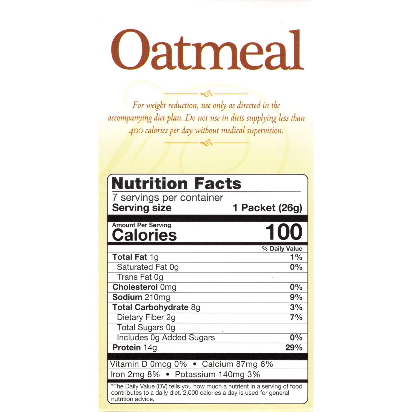 Nutmeg State Nutrition Healthywise - High Protein Oatmeal, 15G Protein, Low Calorie, High Fiber, Low Sugar, Low Fat, Ideal Protein Compatible, 7 Servings Per Box (Classic (Plain))