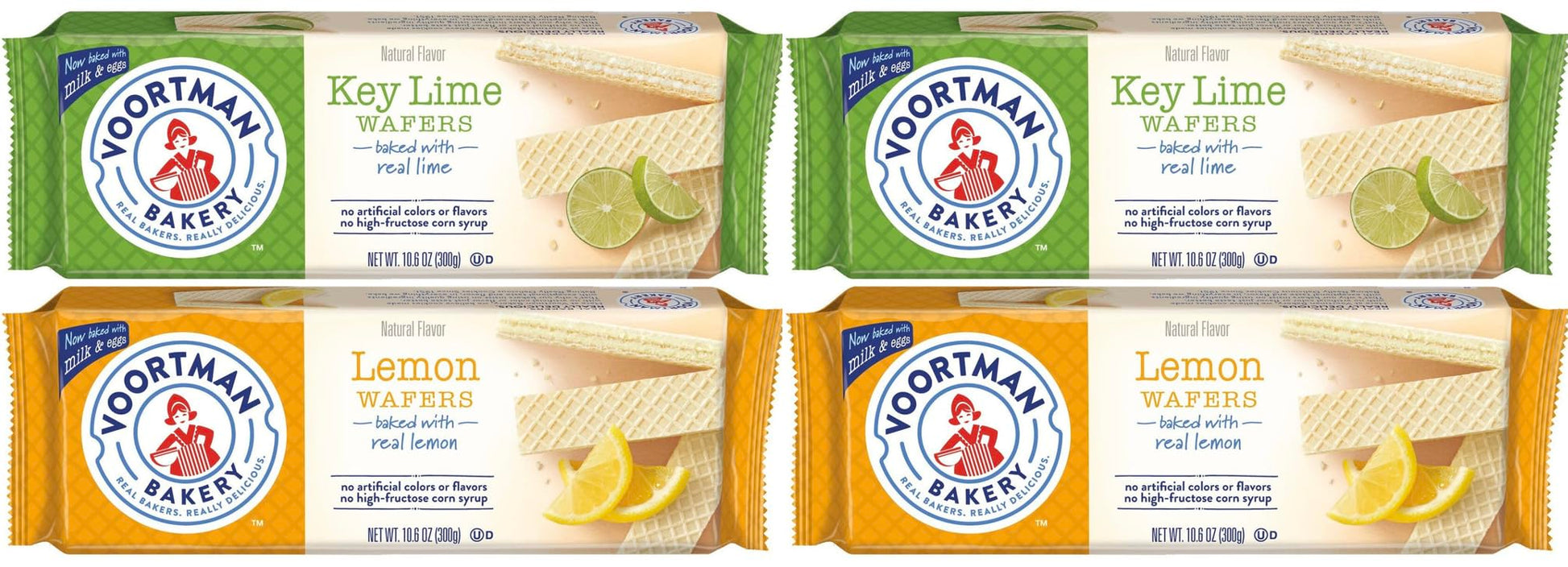 Voortman Sugar Wafers - Lemon and Lime - 4 Packs