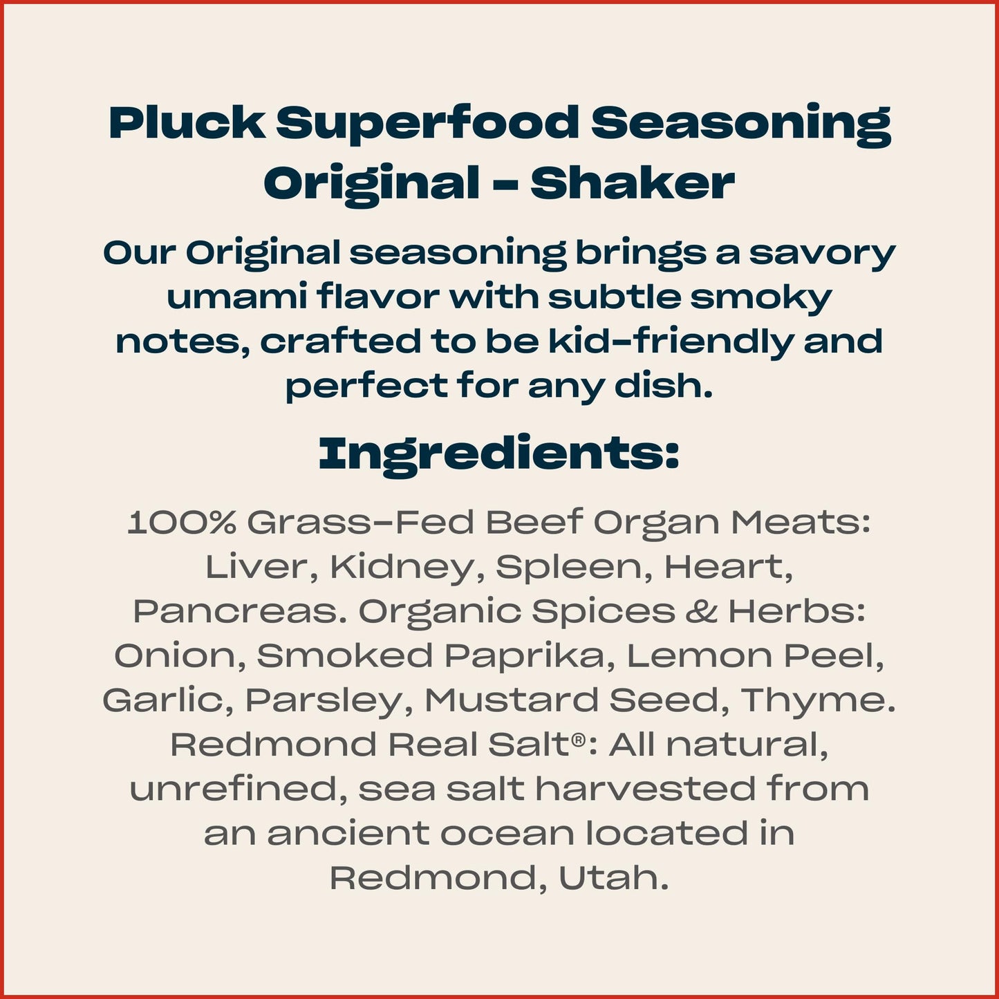 PLUCK All-Purpose Seasoning Blend for Organ Meat, 1.76 oz, Made with Grass-Fed Beef Organs, Sea Salt, Shark Tank Feature