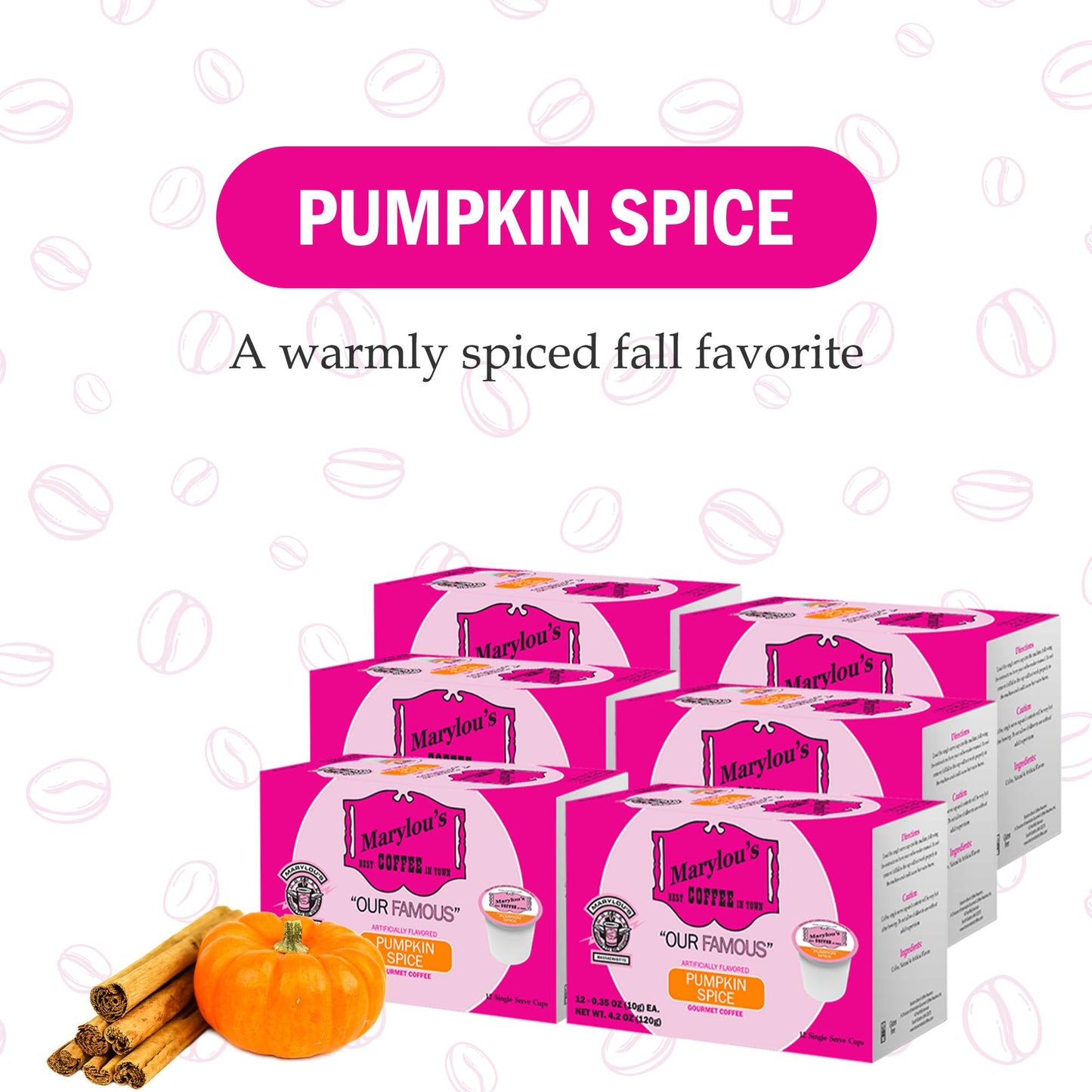 Marylous Pumpkin Spice Gourmet Coffee Pods, Single Serve, 72 Count, Compatible with Keurig malt-inspired