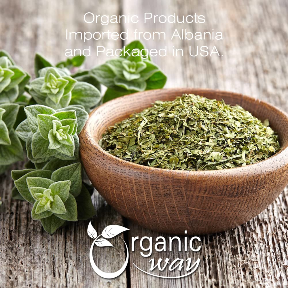 Organic Way Dried Oregano Leaf Cut & Sifted (Origanum Vulgare) - European Wild-Harvest | Organic & Kosher Certified | Vegan, Non Gmo & Gluten Free | Usda Certified | Origin - Albania (4 Oz)