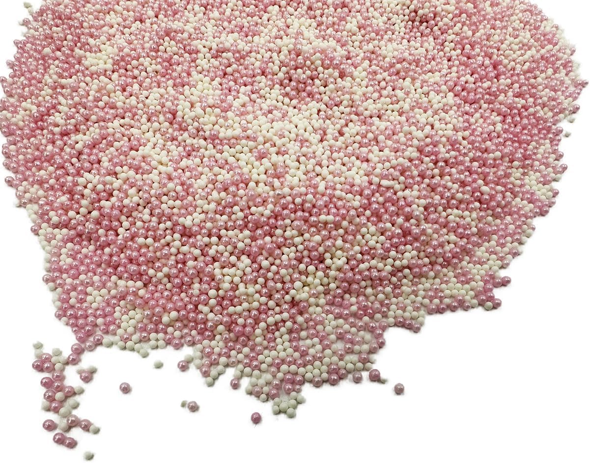 Pink White Sprinkles, 2Mm Mini Pearls Ball Valentines, Cake Sprinkles, Gluten Free, Cookies, Chocolate, Fondant, Princess Toppin