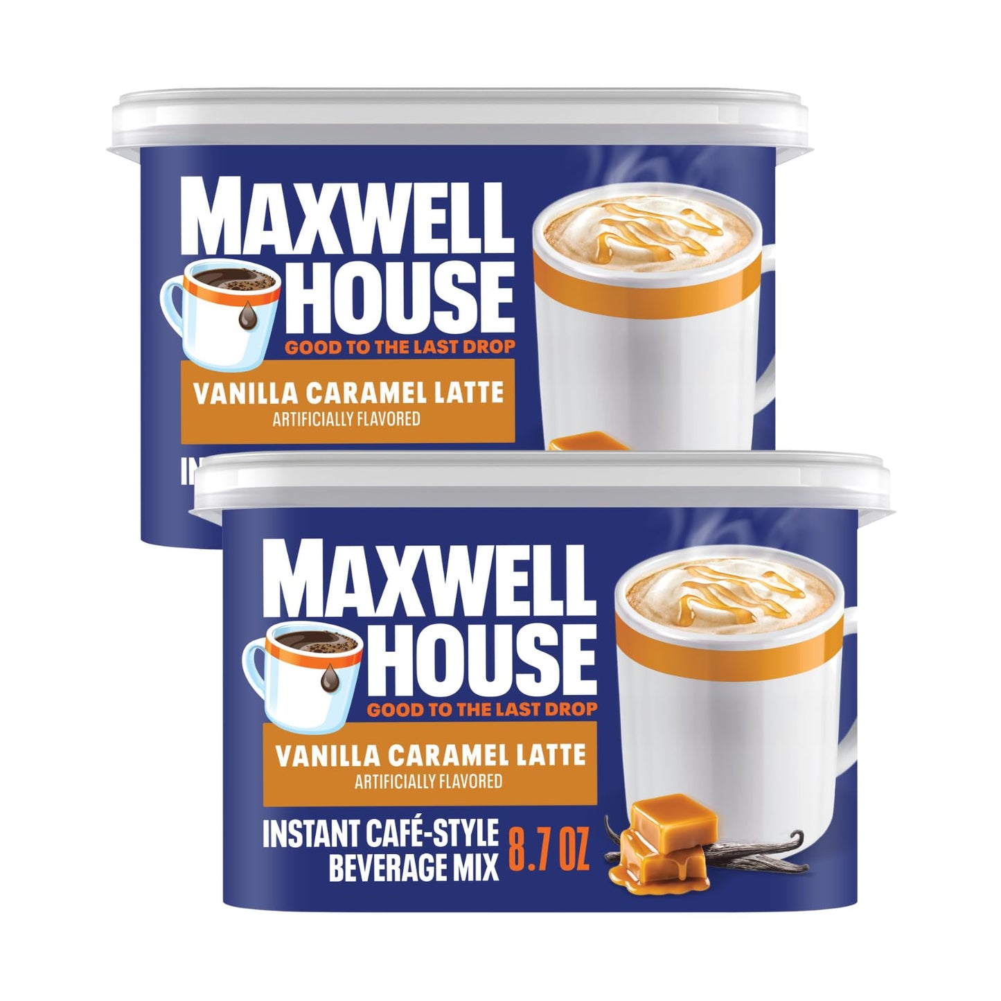 Maxwell House International Latte Vanilla Caramel Flavored Instant Coffee 8.7 Ounce (Pack of 2)