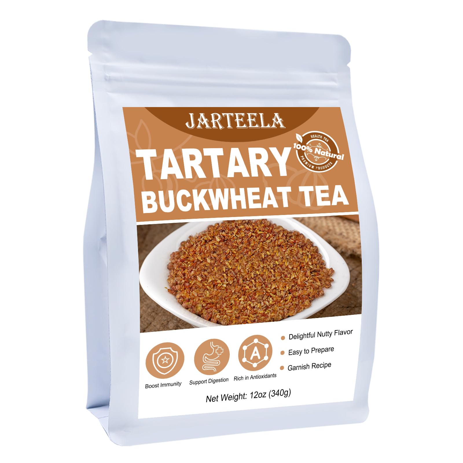 Jarteela Himalayan Tartary Buckwheat Tea - Premium Roasted Herbal Tea - Caffeine Free - 12oz / 340g - Gluten Free - Non-GMO
