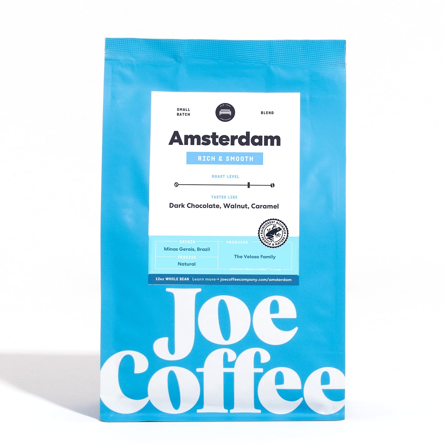JOE COFFEE COMPANY The Amsterdam Whole Bean Coffee, Specialty Coffee, 12oz Bag
