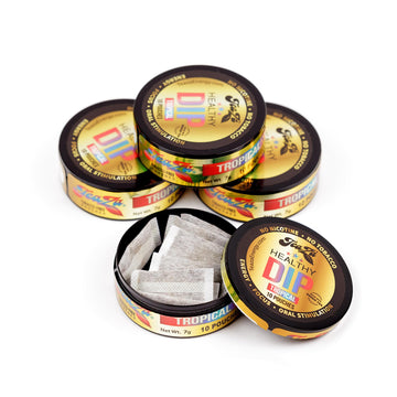 TeaZa Energy Pouches - Tobacco Free Chew, Smokeless Alternative, 10 Count, 4 Pack, Fruit Flavors Pineapple Mango Citrus