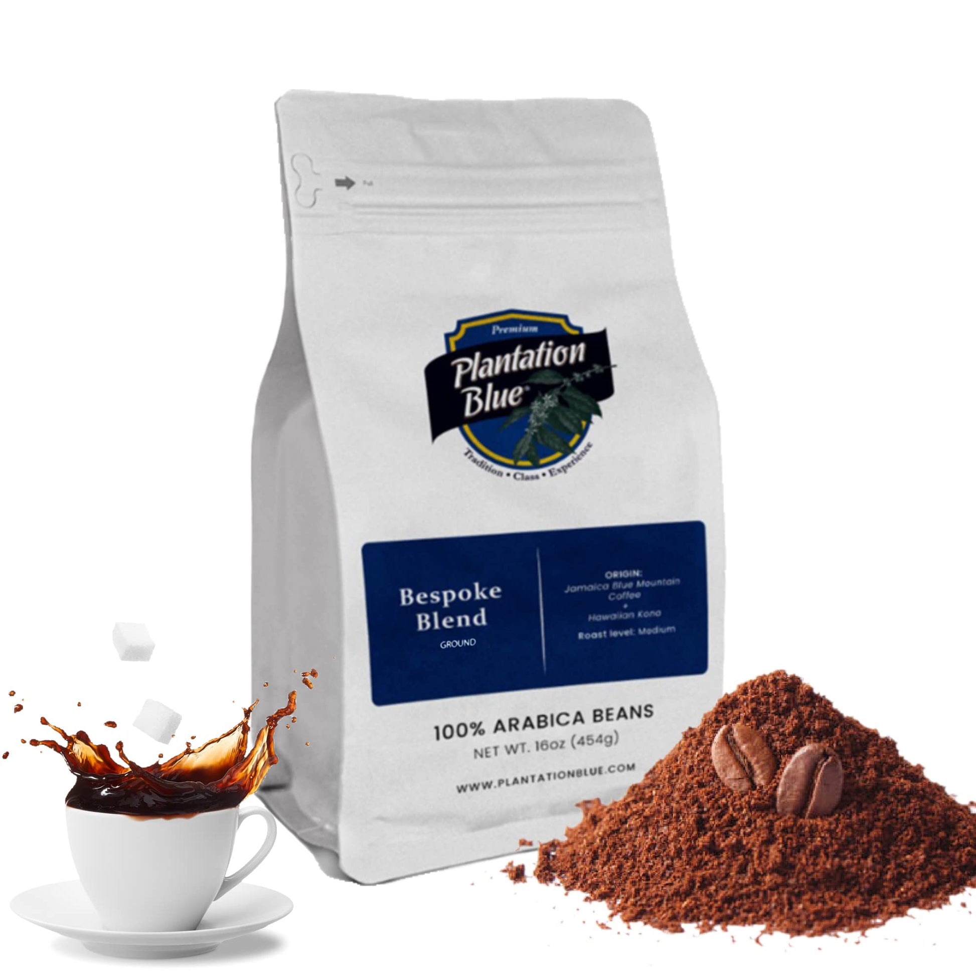 Plantation Blue Jamaica Blue Mountain And Hawaiian Kona Coffee Blend - Medium Roasted Coffee Ground (1Lb)