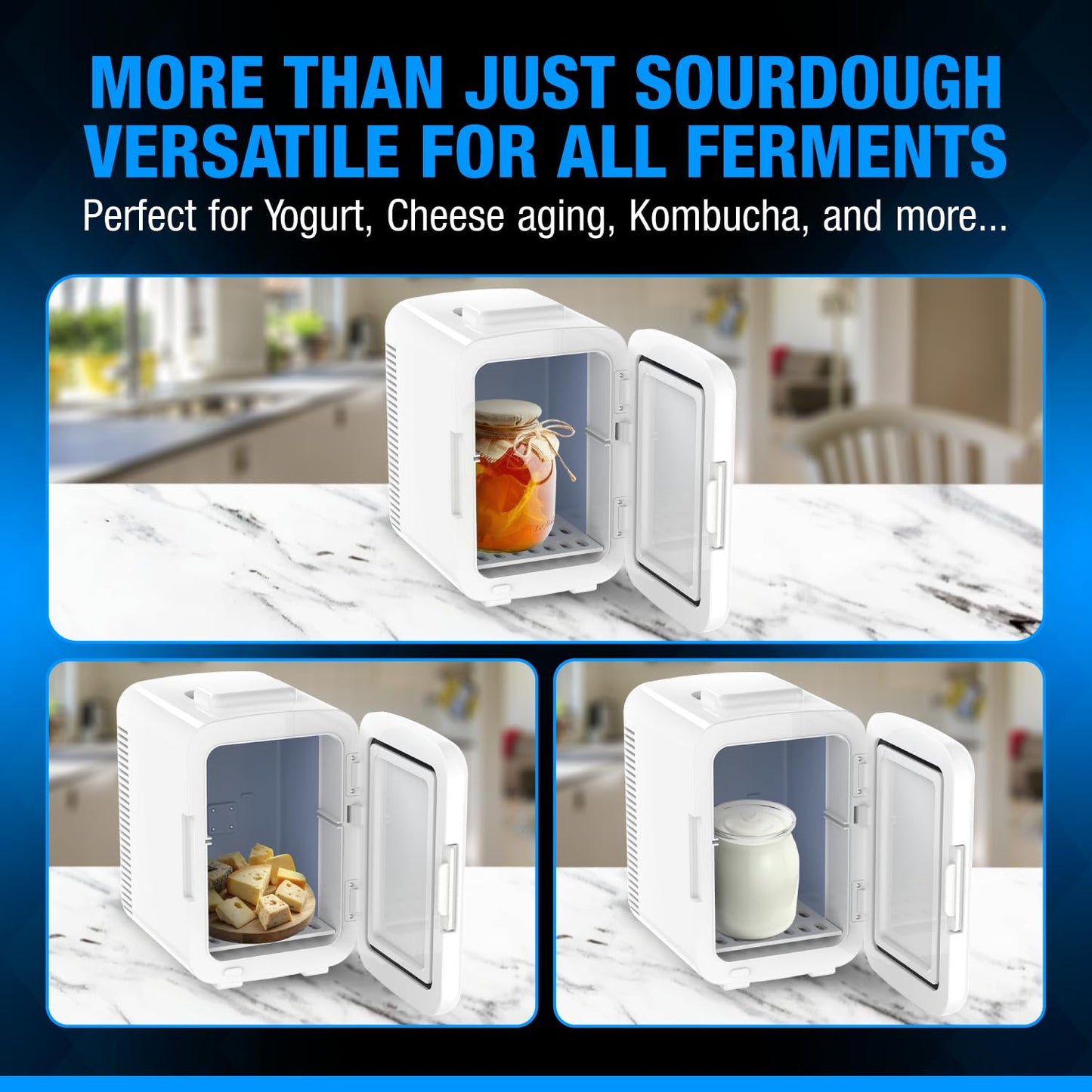 Gearwiz Sourdough Starter Home with Temperature Control - Compact Fermentation Box with Heat & Cool Modes - Fits 1L Jar - Bread