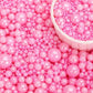 Sentovac Edible Pink Pearl Sugar Sprinkles For Cake Decorating | Edible Cake Cupcake Topper Decorations | 1 Bottle 4.23Oz/ 120G Pink Pearl Sprinkles Valentines Supplies