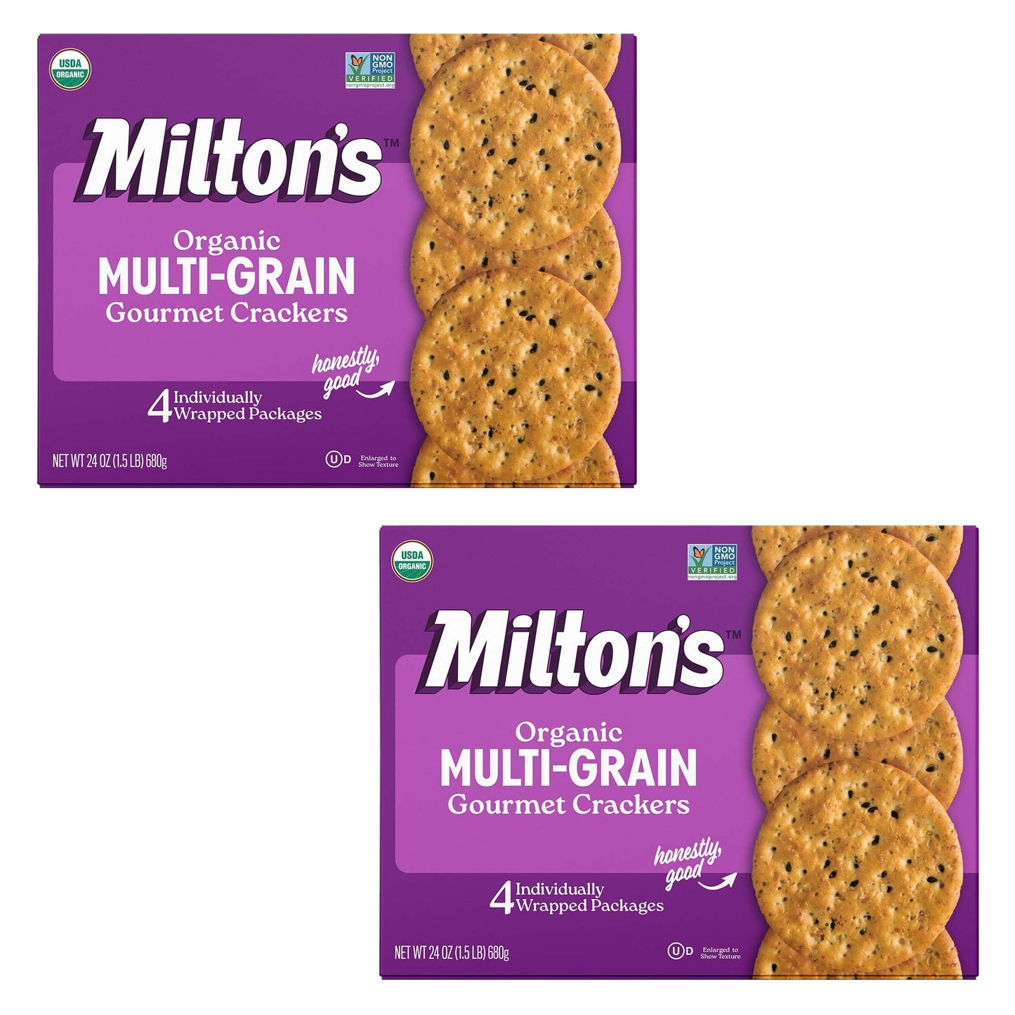 Milton'S Craft Bakers Original Multi-Grain Gourmet Baked Crackers 680G (4 Individually Wrapped Packages) Two-Pack